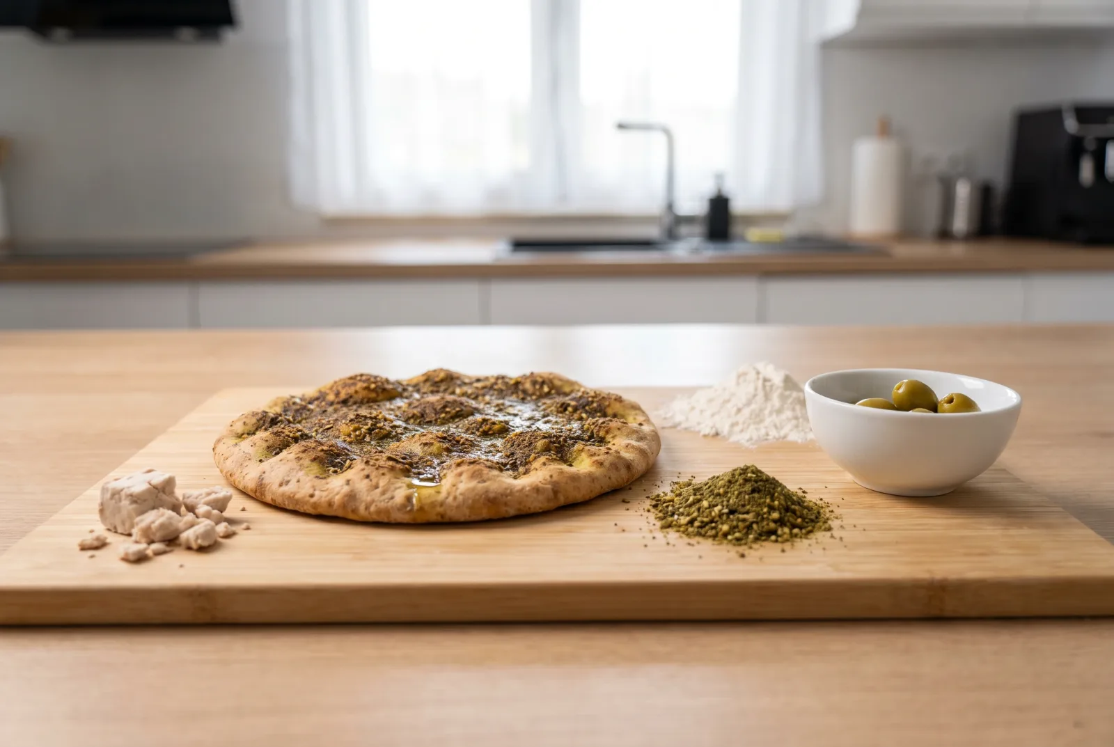 Jordanian Spicy Zaatar Flatbread | Thin Baked Bread
