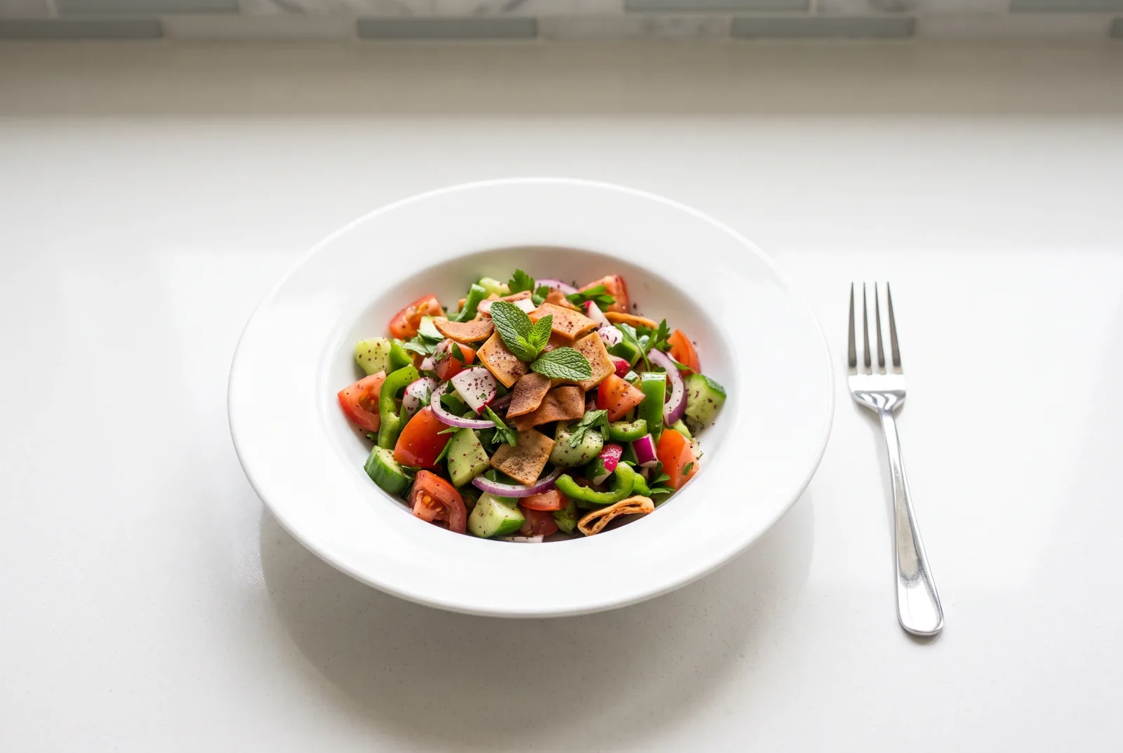 Jordanian-Style Fattoush Salad | Sumac-Dressed Salad with Crispy Pita