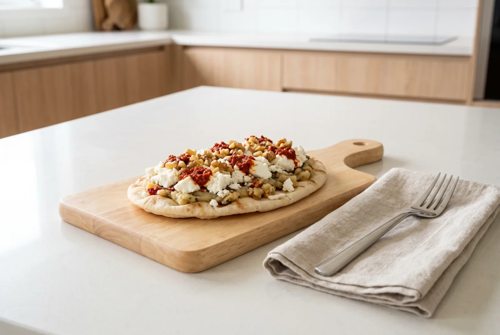 Iranian cheese and hot pepper sandwich — a quick snack with walnuts and mint
