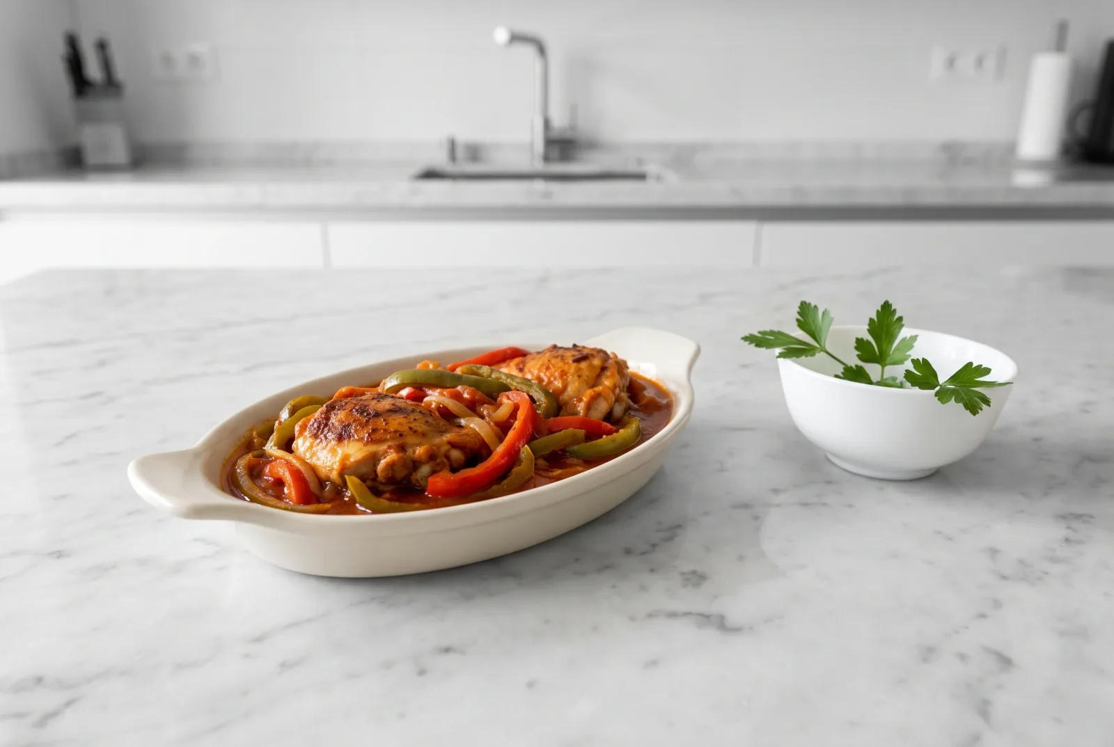Pollo al chilindrón — Spanish chicken casserole with peppers