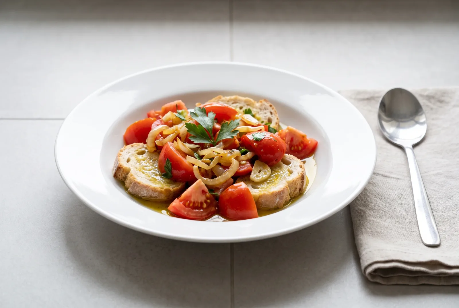 Portuguese Tomato Salad with Olive Oil | Whole-Wheat Crumbs Toasted in an Air Fryer