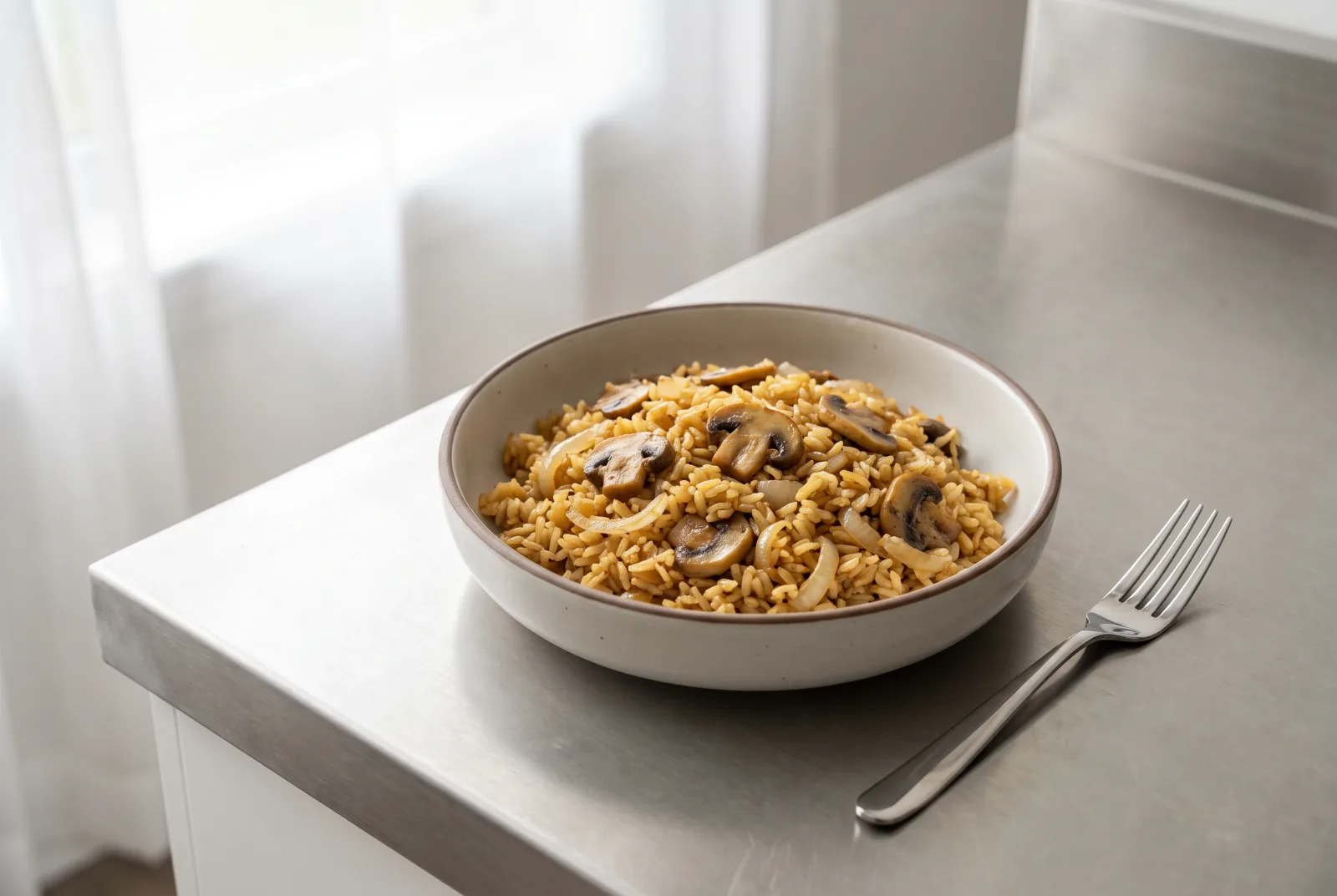 Riz pilaf aux champignons | French mushroom rice with olive oil