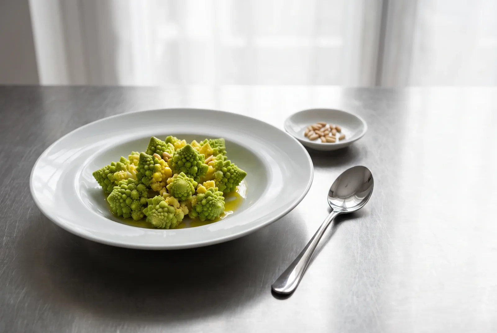 Romanesko Salatası — Turkish pressure-cooked romanesco salad with olive oil