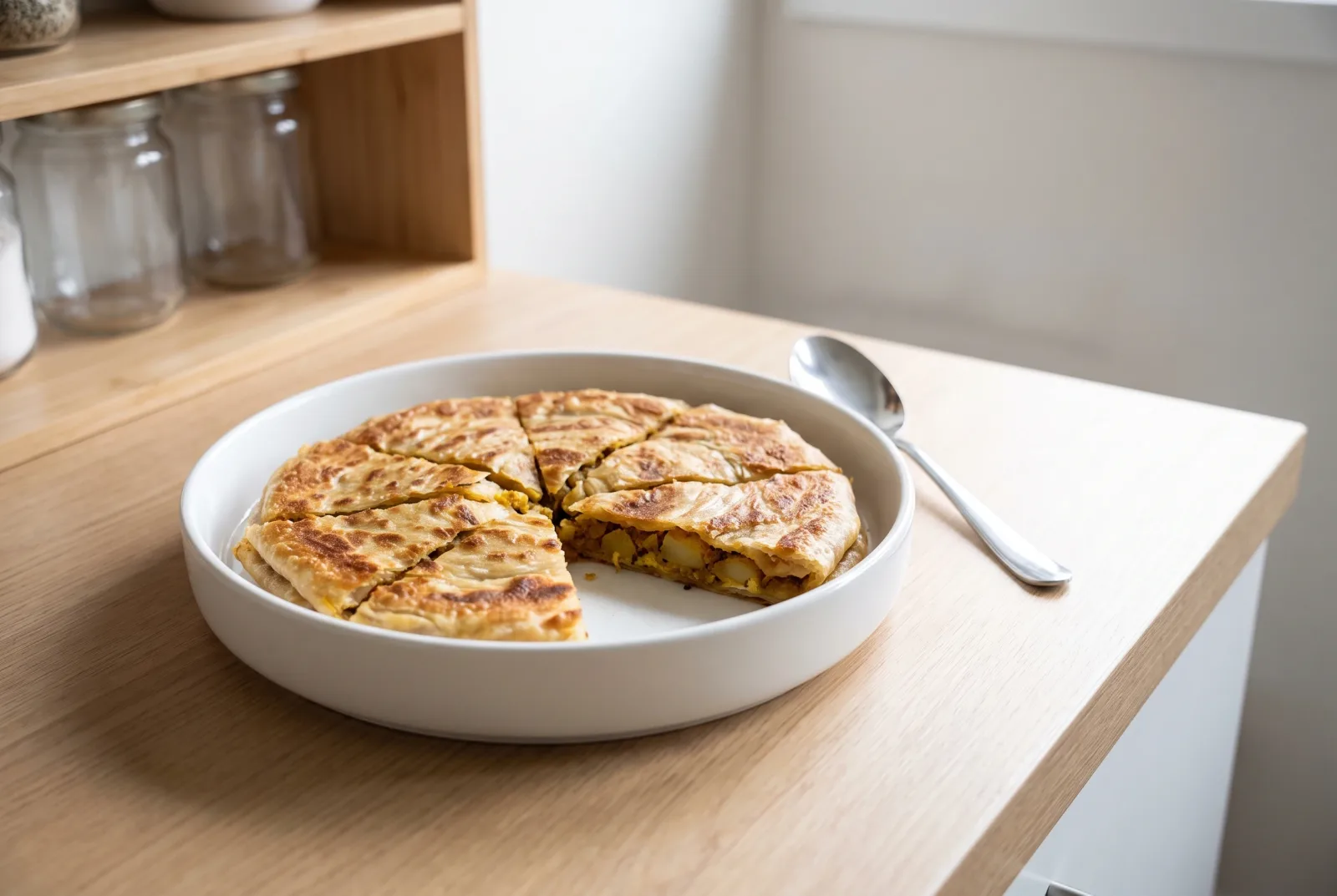 Roti Boyan | Malaysian Thin Flatbread with Egg and Onion Filling