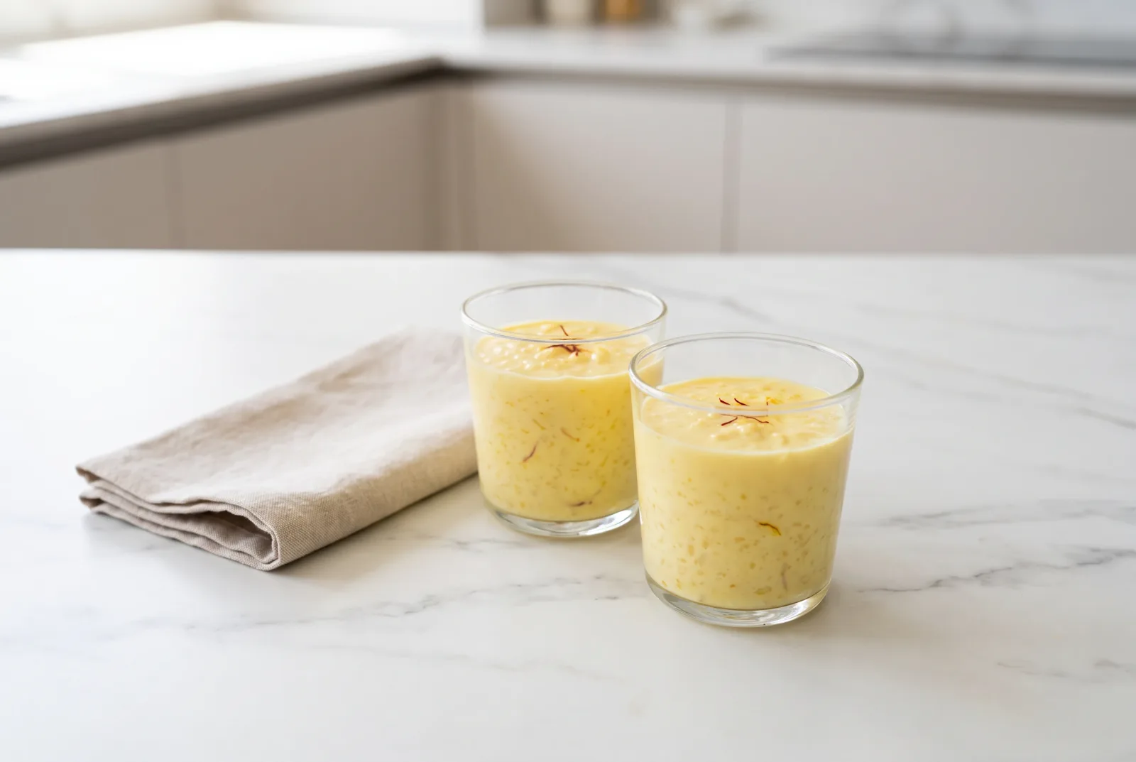 Saffron Milk Pudding | Chilled Azerbaijani Dessert with Cardamom