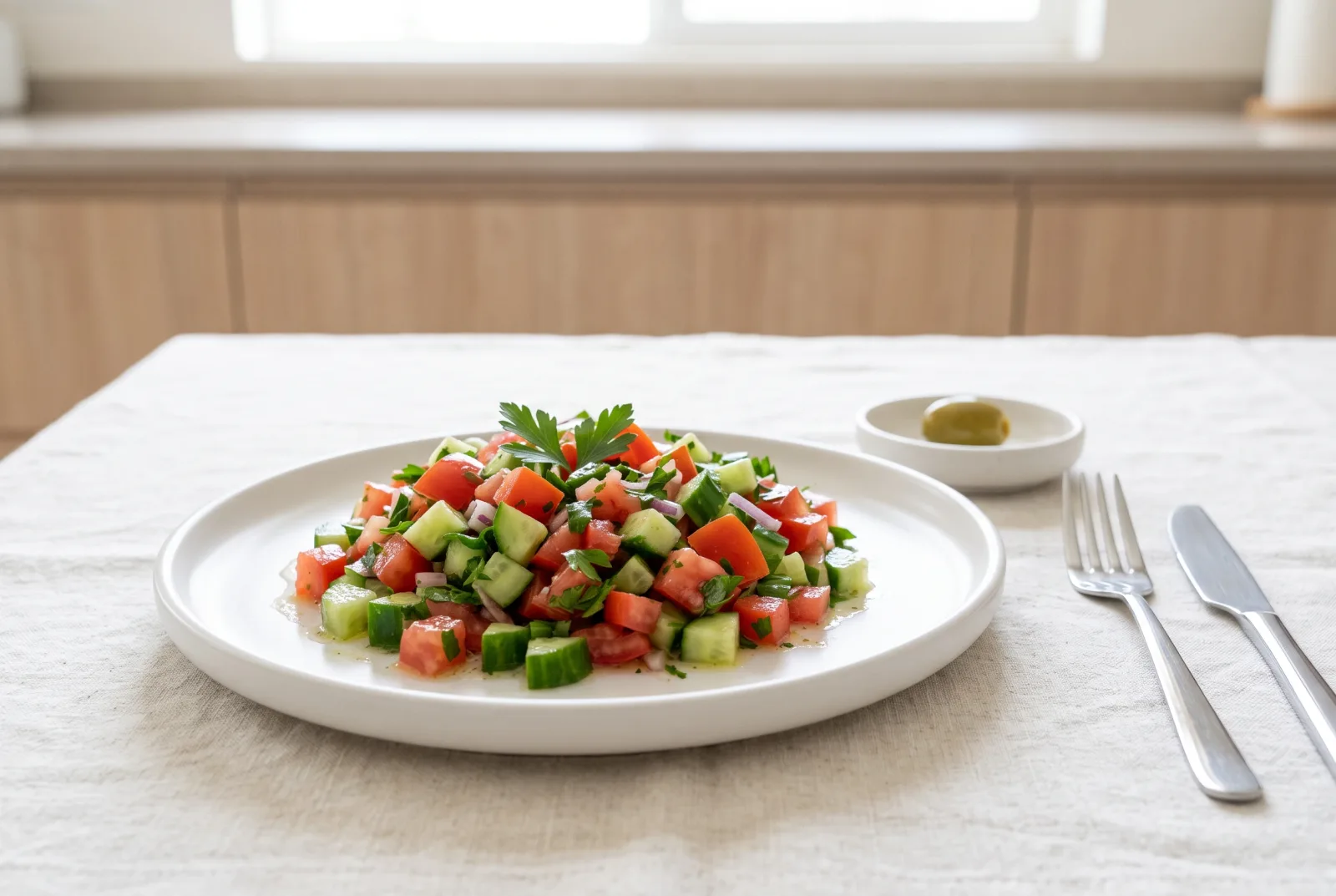 Salata Iraqia — Iraqi Tomato and Parsley Salad with Pomegranate Molasses