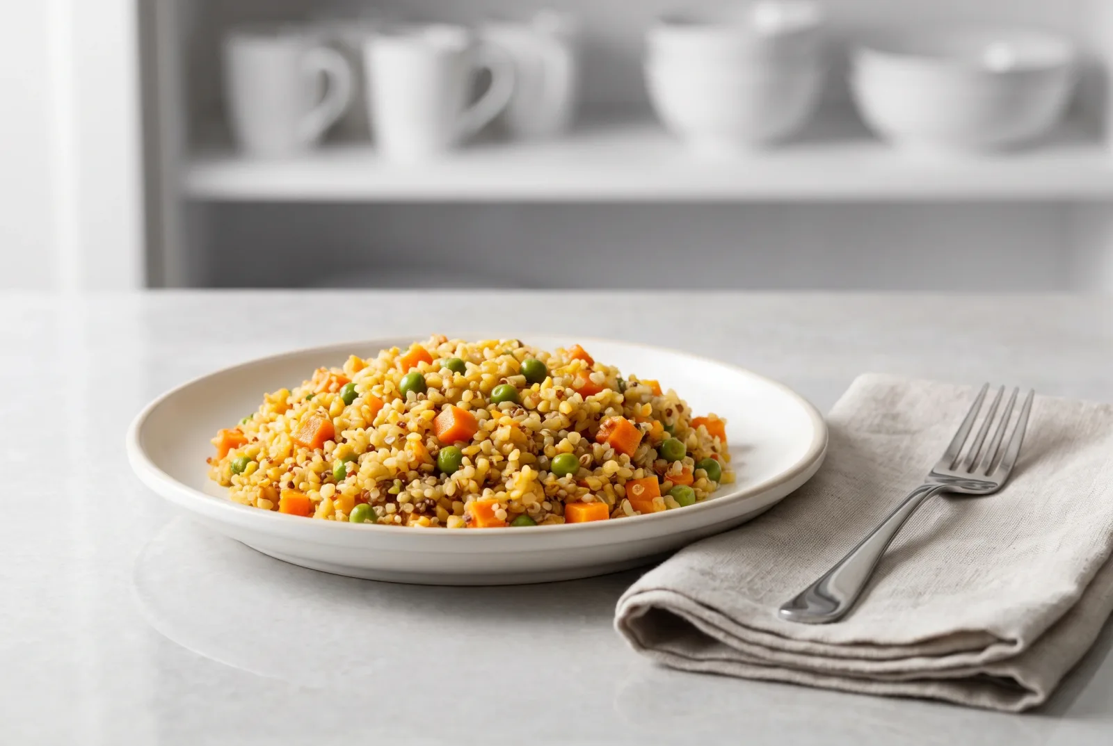 Wholegrain vegetable quinoa and bulgur pilaf