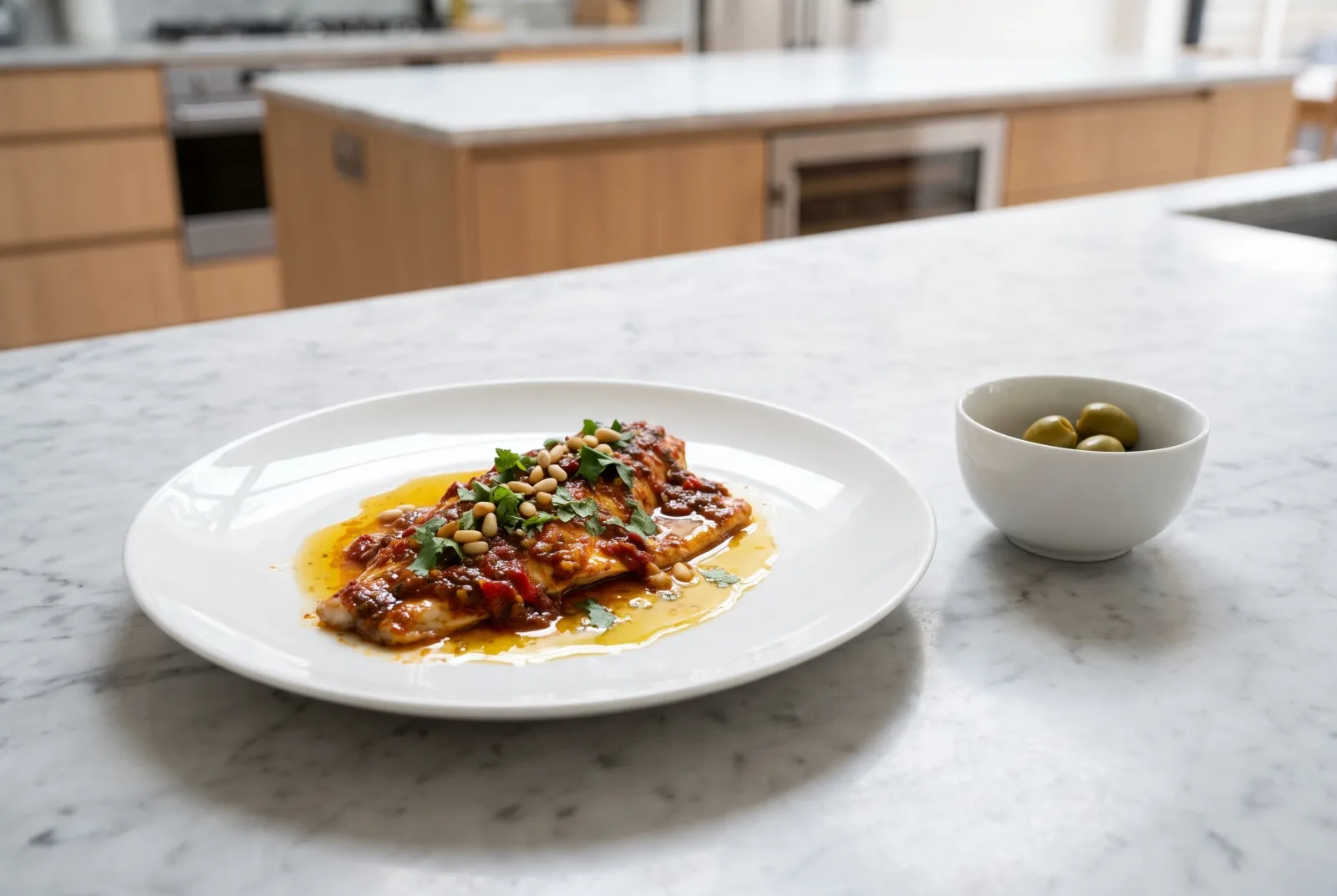 Samak Harra | Baked Fish with Walnut and Tahini Sauce