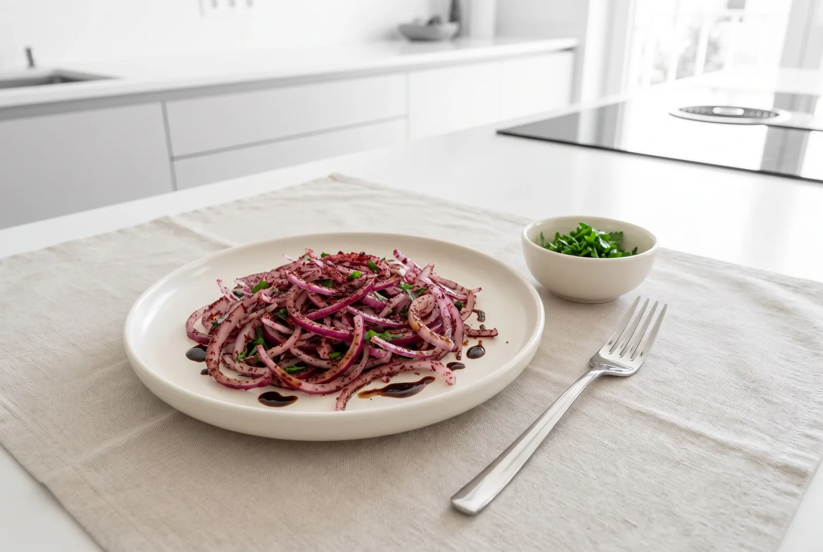 Sumaklı Soğan Salatası — A refreshing onion meze with sumac and pomegranate molasses