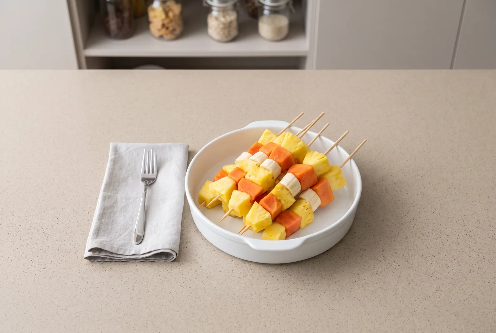 Tropical Fruit Skewers — Jamaican-Style Fruit Snack with Lemon and Mint
