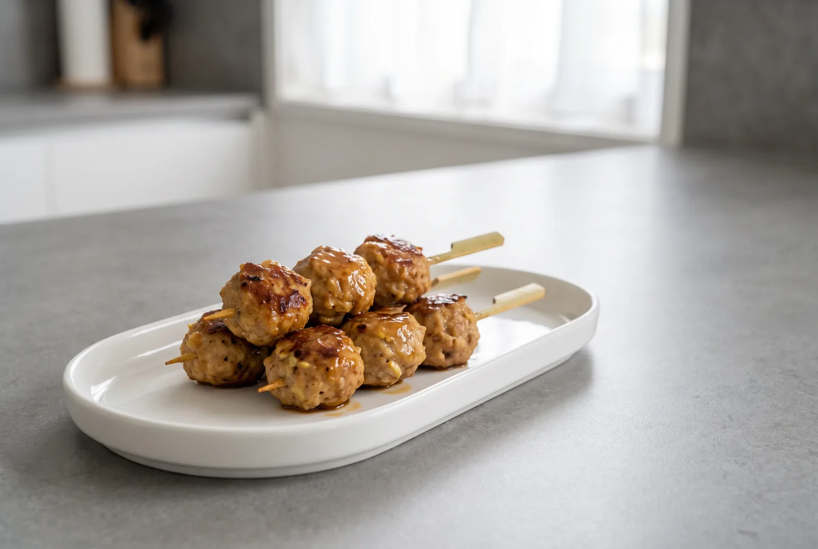 Ginger Chicken Meatball Skewers | Japanese-Style Low-Carb Recipe
