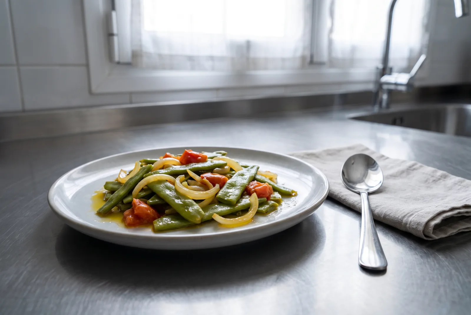 Olive-Oil Braised Flat Green Beans — Served Chilled