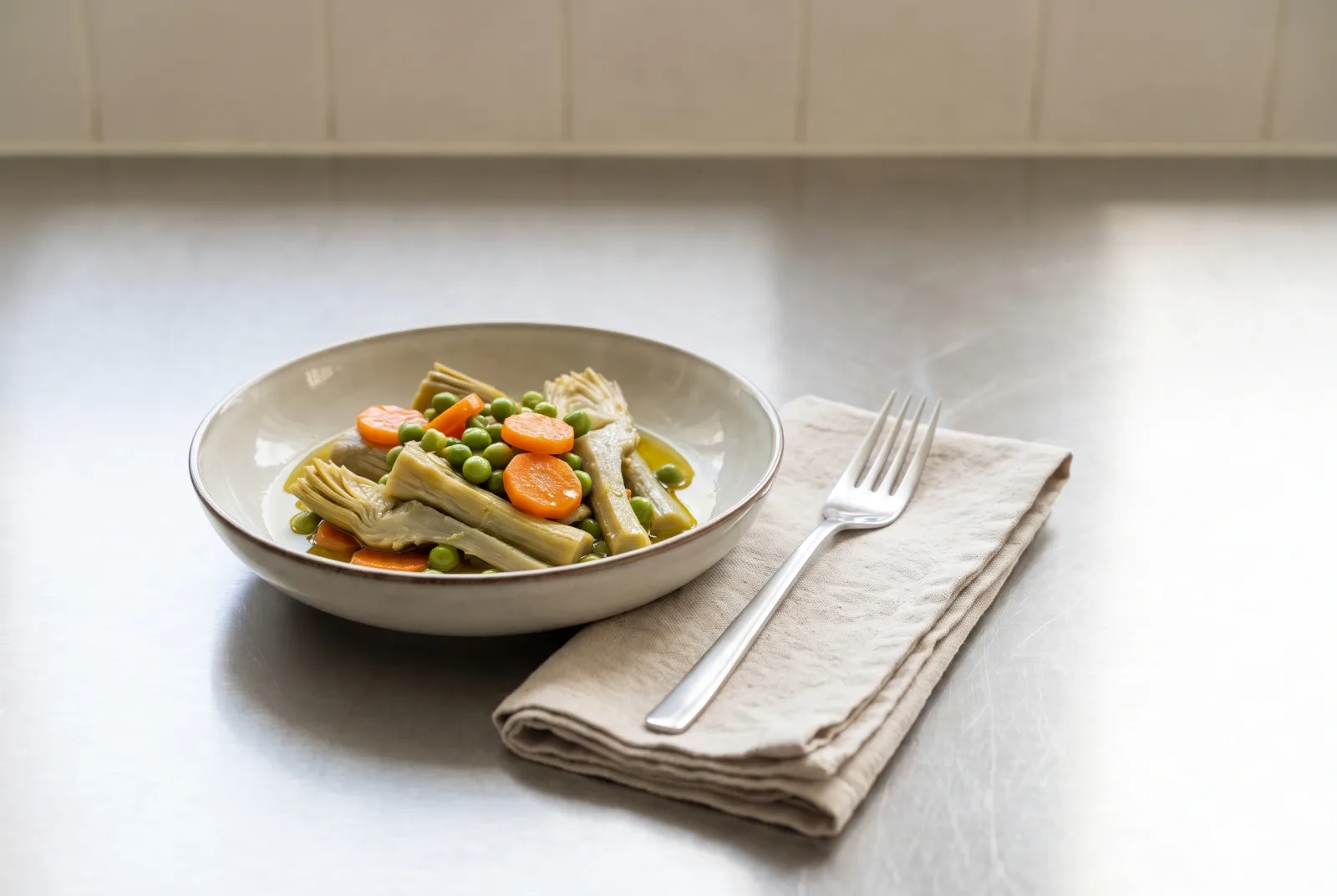 Olive Oil-Braised Artichoke Stems | Chilled with Lemon