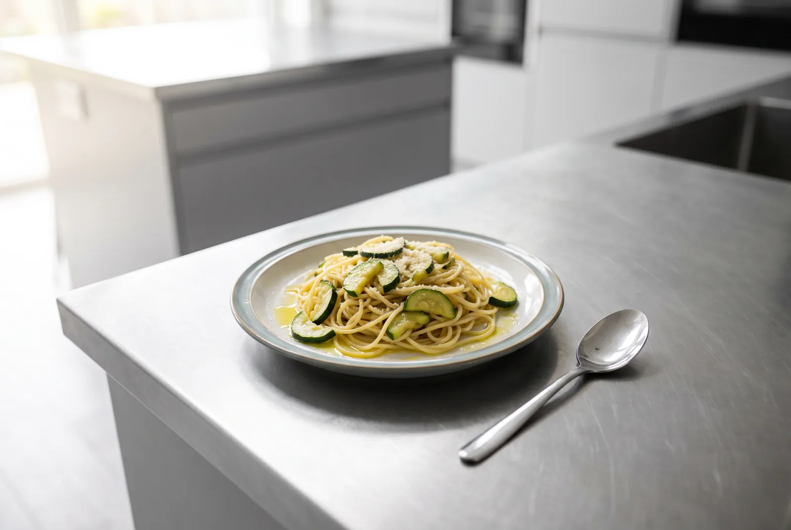 Olive Oil Zucchini Pasta | Served Cold with Dill