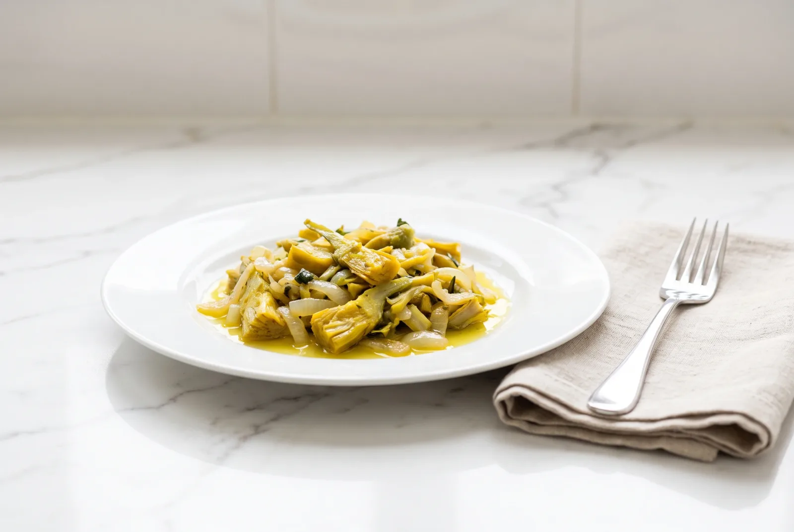 Zeytinyağlı Şevketi Bostan (Aegean Olive-Oil-Braised Wild Thistle) with Lemon