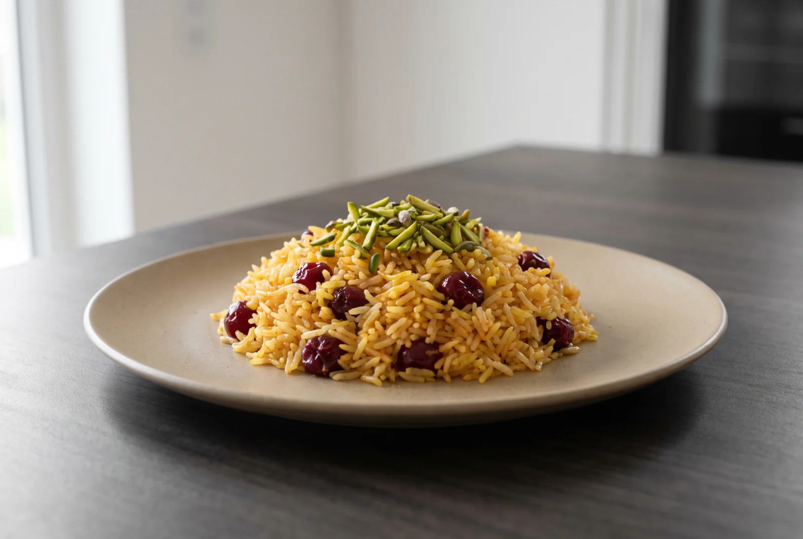 Albaloo Polo — Persian Sour Cherry and Saffron Rice