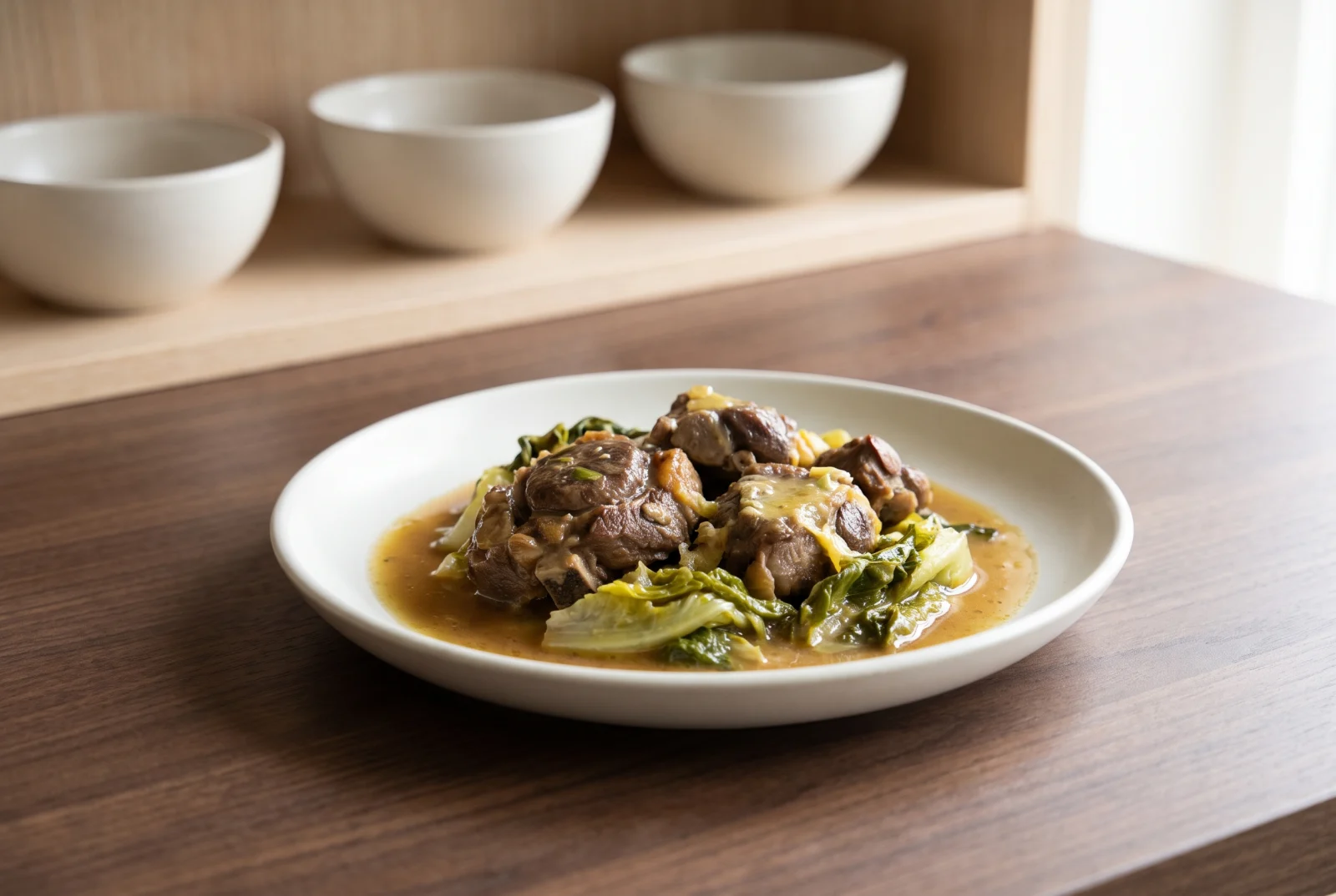 Arni Fricassee — Greek Lamb Stew with Lettuce and Lemon