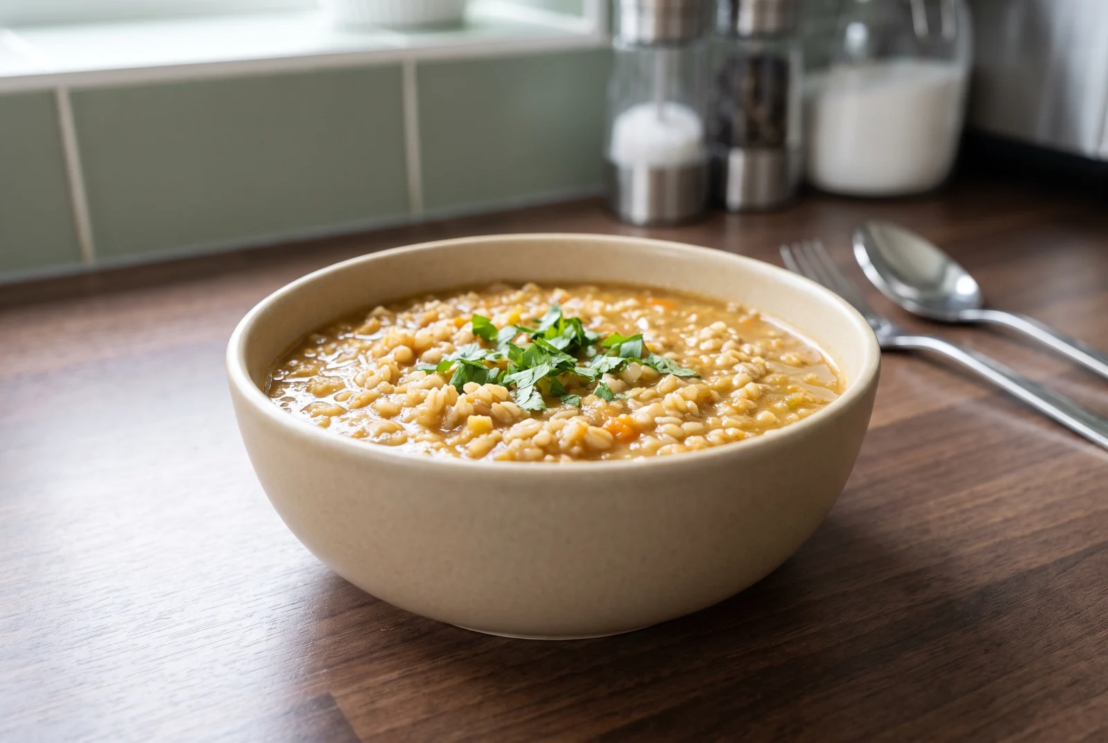 Belboula — Moroccan Barley and Cilantro Soup