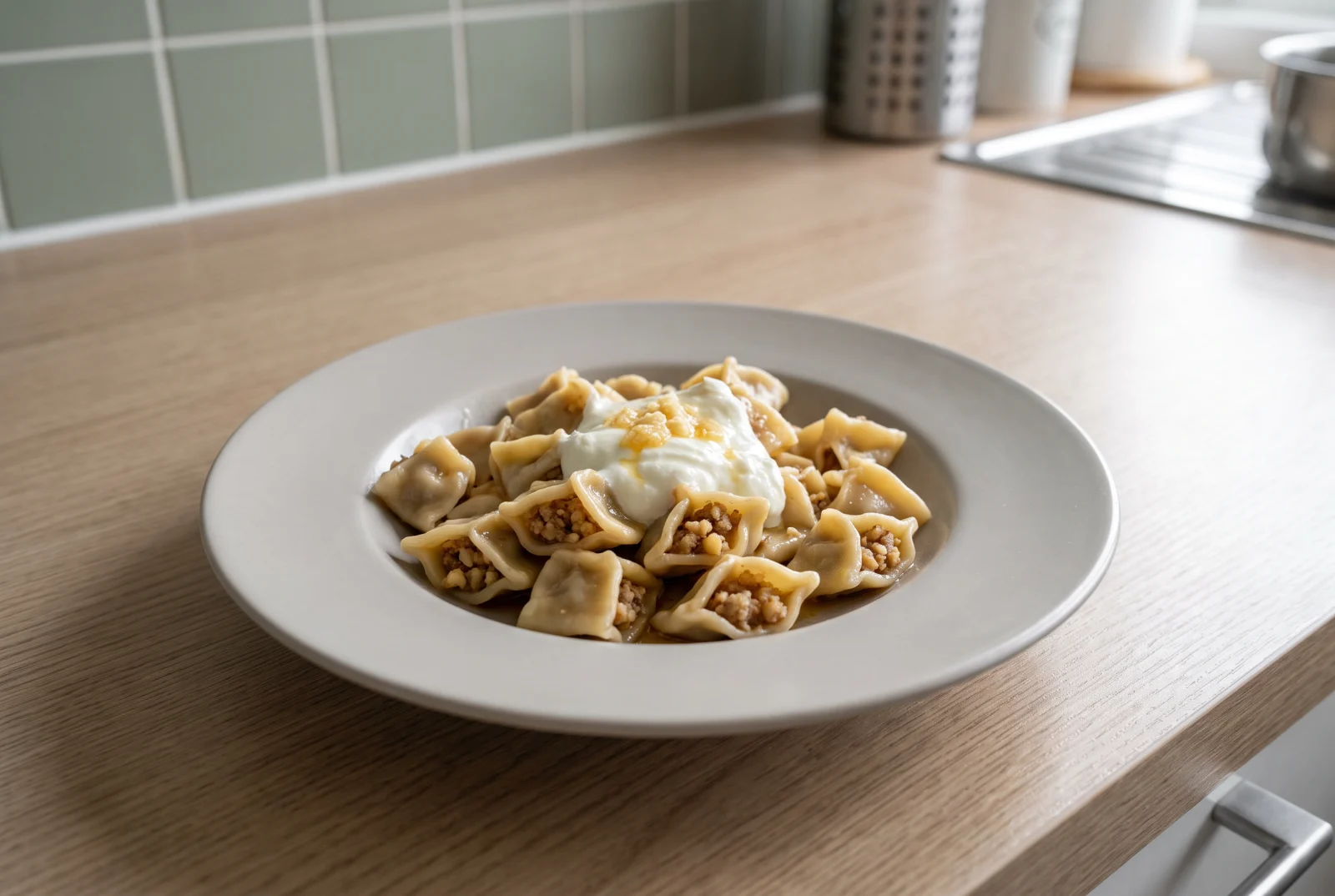 Walnut Manti with Garlic Yogurt