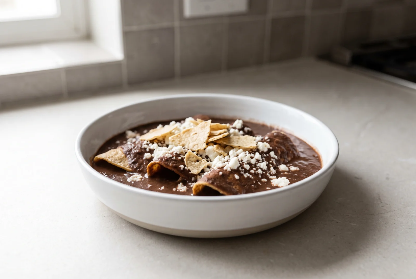 Enfrijoladas | Tortillas in Mexican Black Bean Sauce