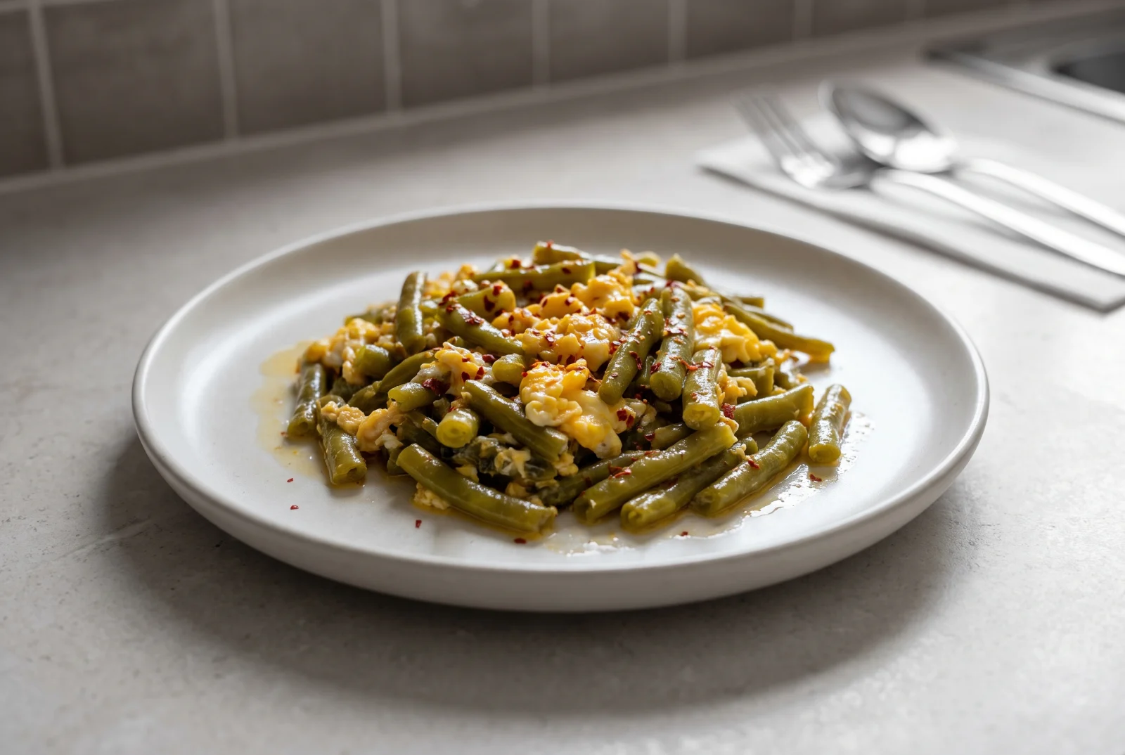 Pan-Fried Pickled Green Beans — Black Sea Style with Butter and Eggs
