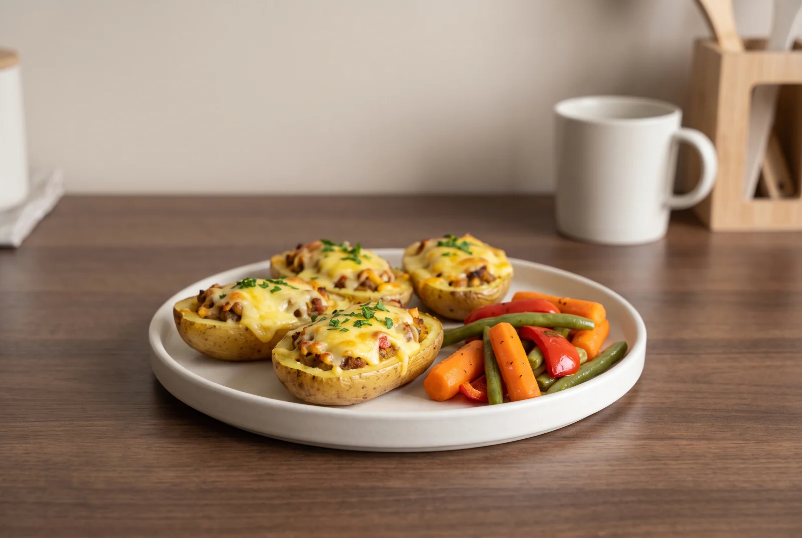 Cheesy Baked Potato Boats | Stuffed Potatoes to Eat with a Spoon