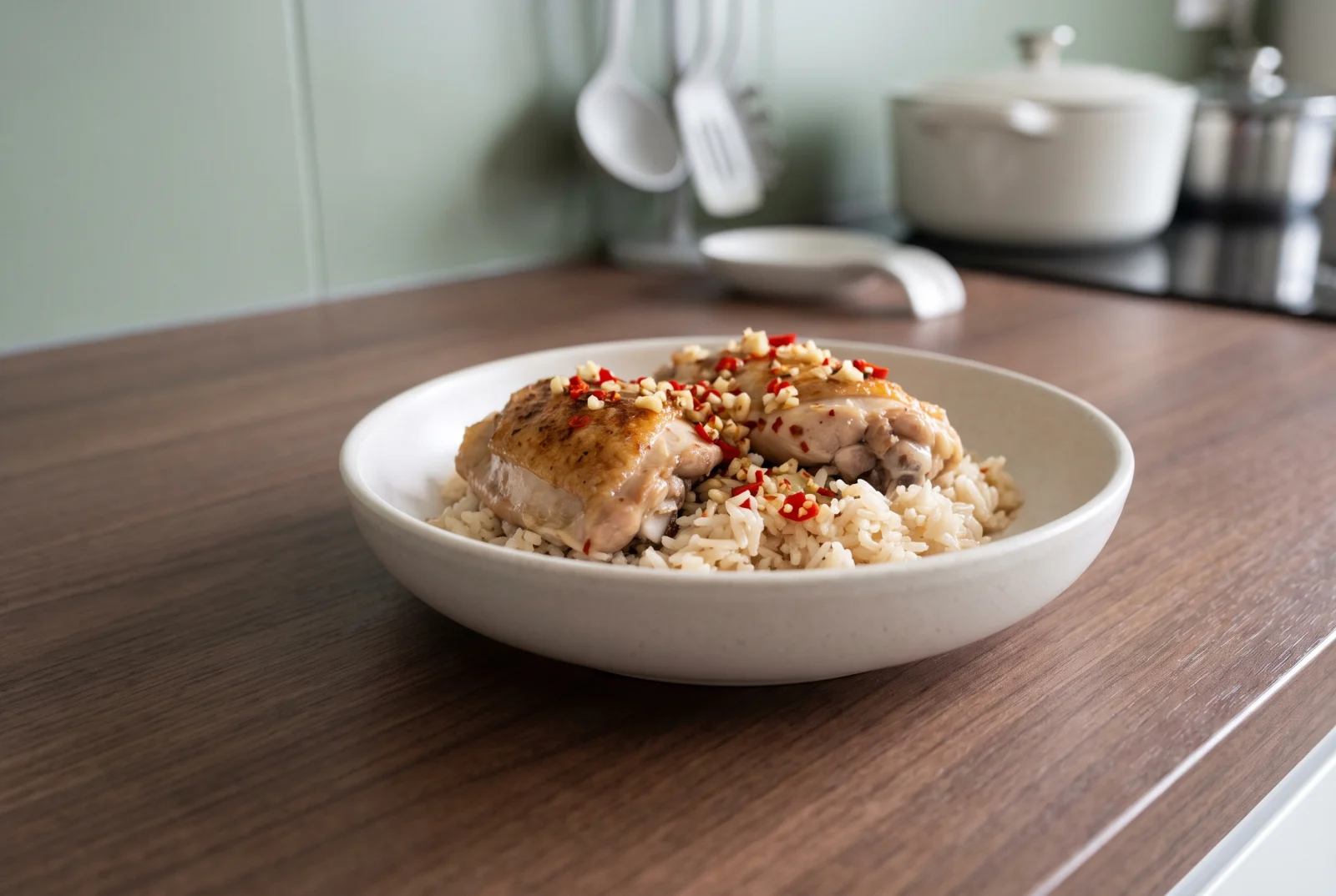 Hainanese Chicken Rice — Chinese-Style Poached Chicken with Ginger Rice