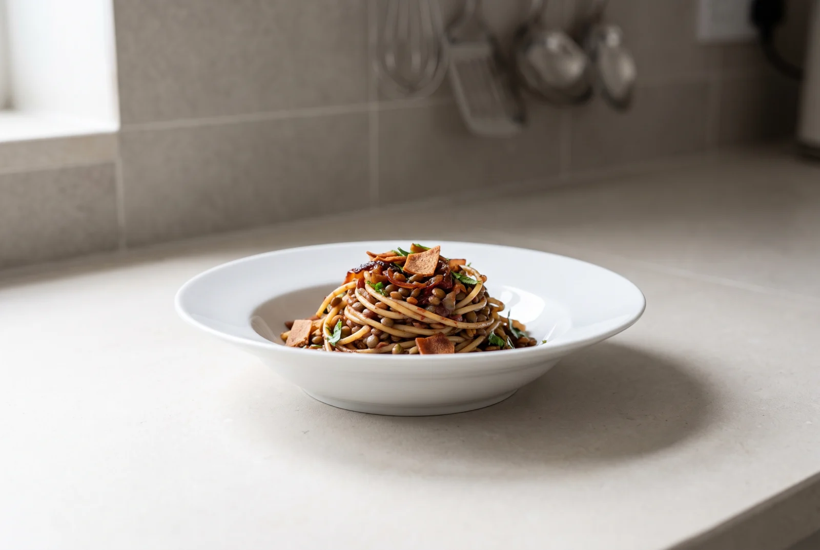 Harak Osbao | Syrian Lentil Pasta with Pomegranate Molasses