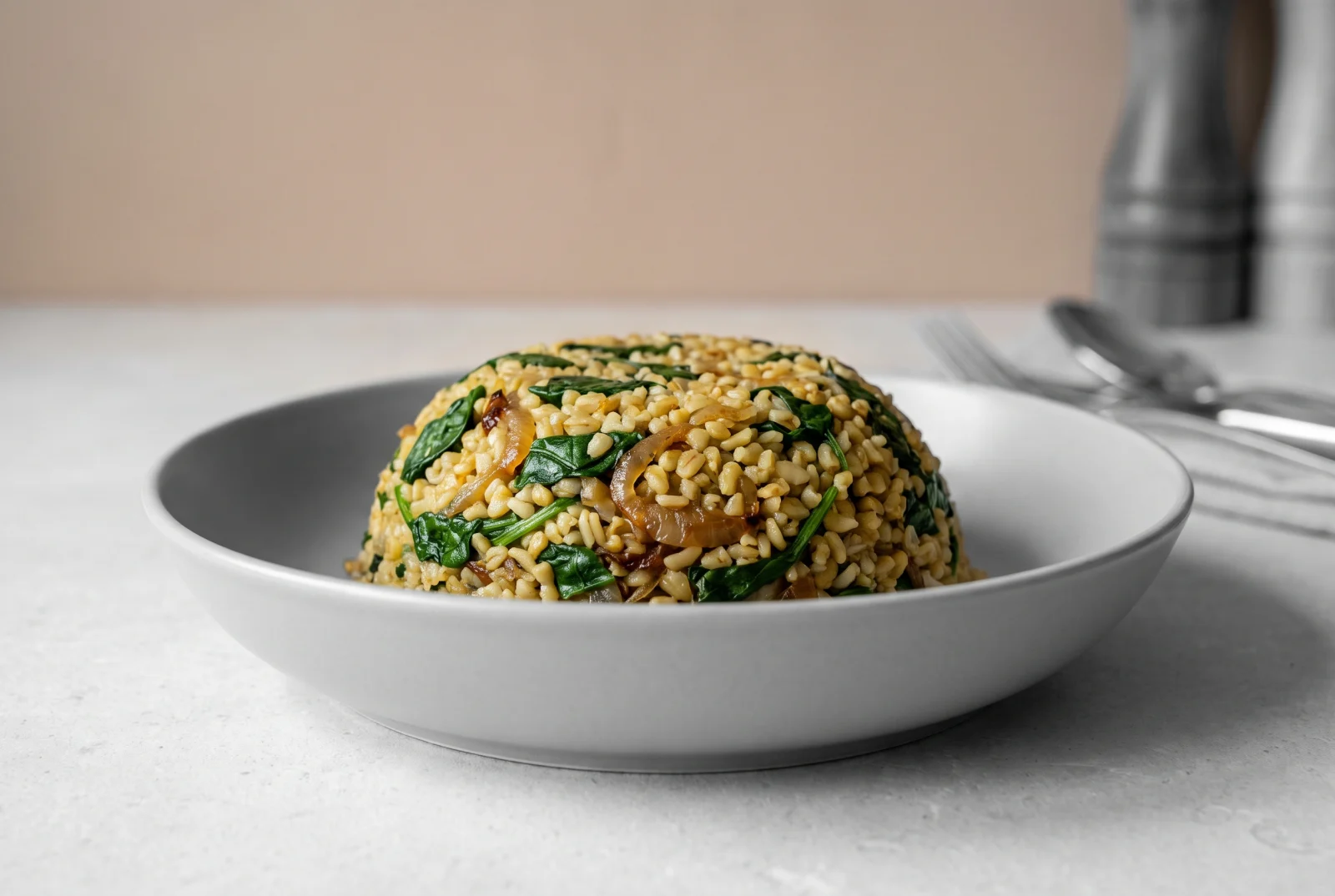 Spinach Bulgur Pilaf | Spinach and Bulgur with Onion and Olive Oil