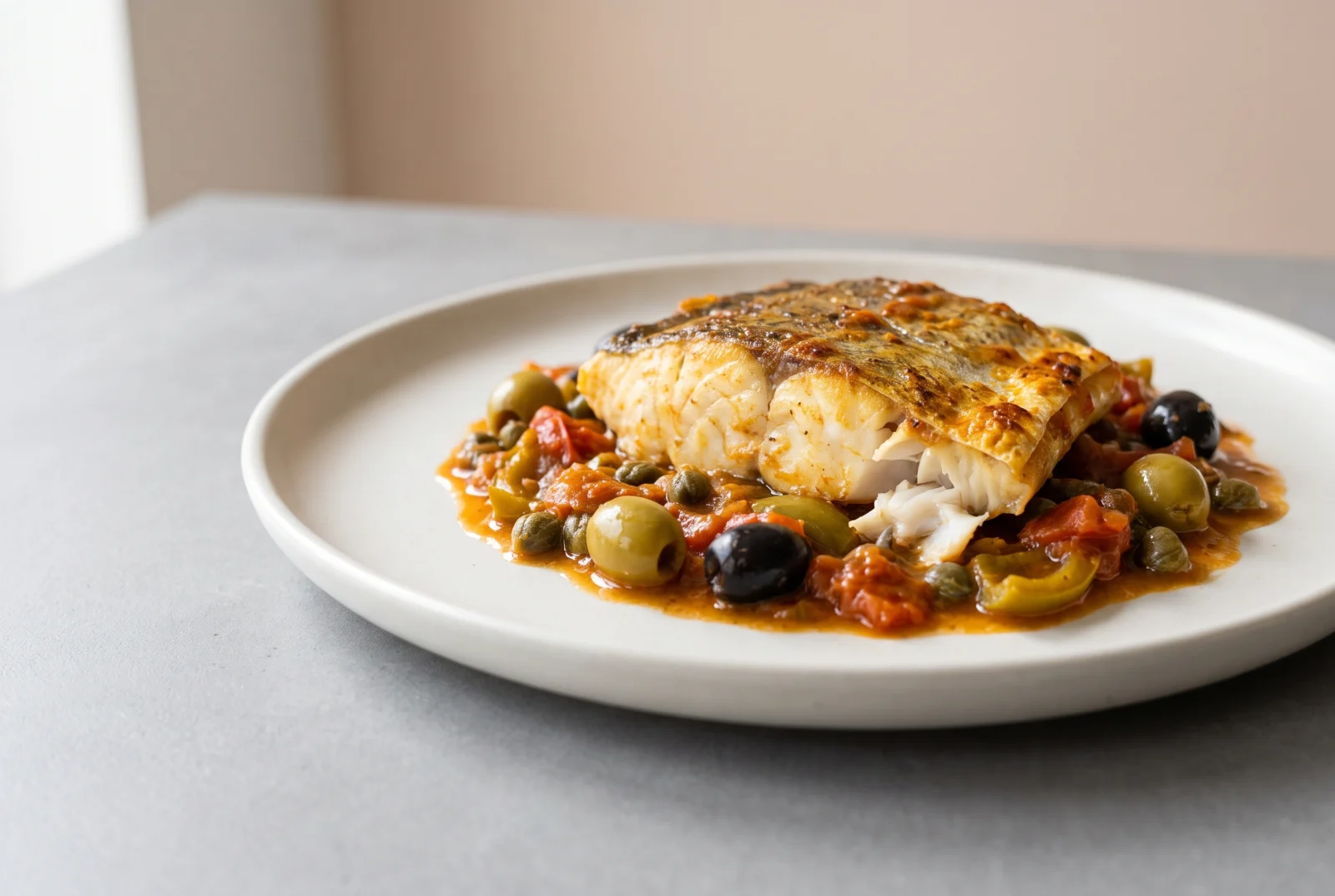 Kabkabou | Tunisian Baked Fish with Olives and Capers