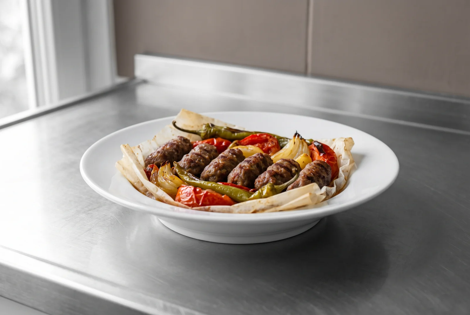 Kağıtta Köfte (Meatballs and Vegetables Baked in Parchment)
