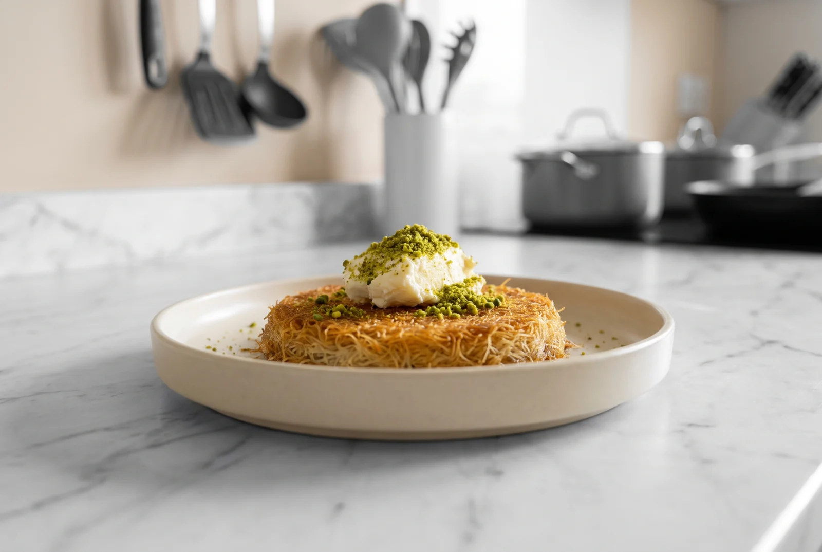 Clotted Cream Kadaif | Chilled Dessert with Cream Between Layers