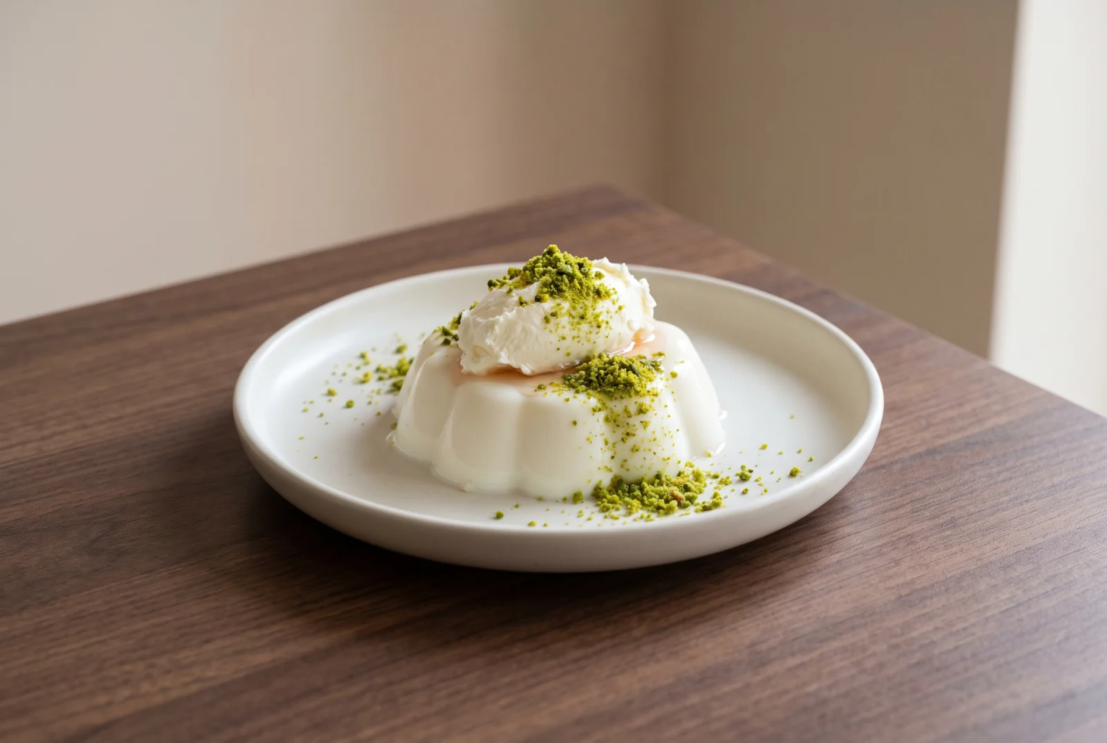 Turkish Water Pudding with Rose Syrup and Kaymak
