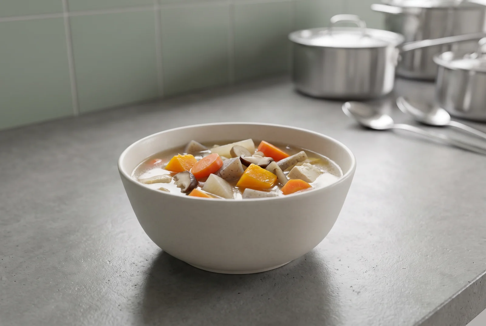 Kenchinjiru — Japanese Clear Soup with Tofu and Root Vegetables