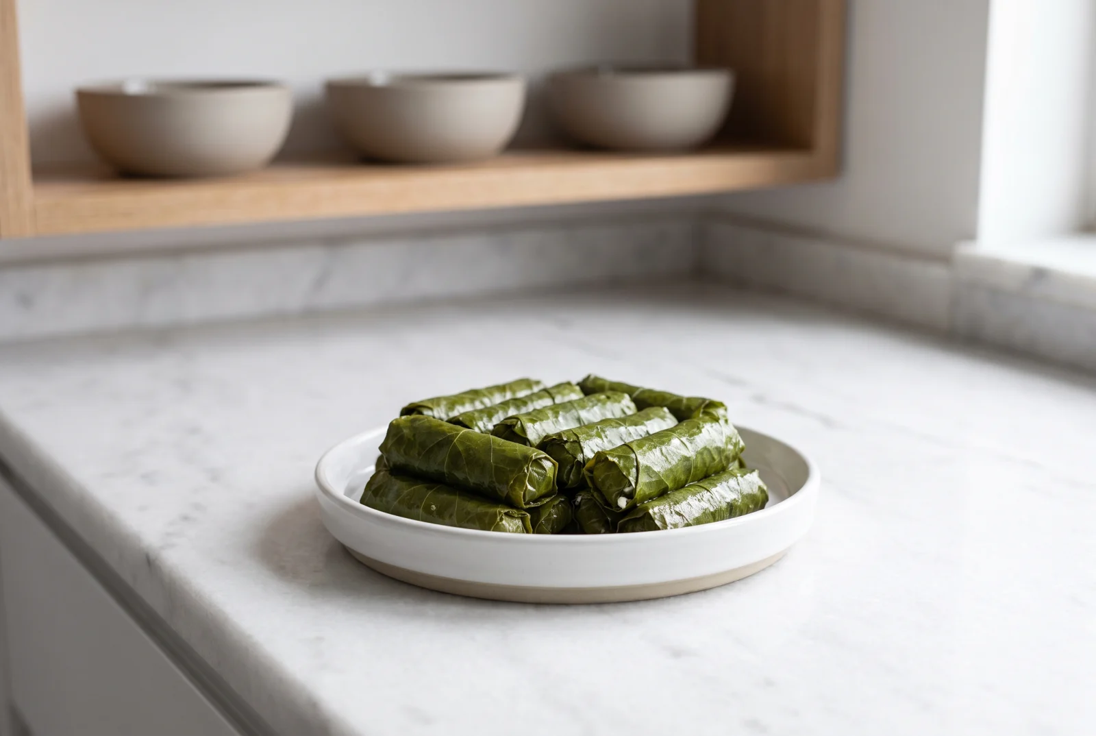 Bayburt-Style Cottage Cheese Stuffed Grape Leaves