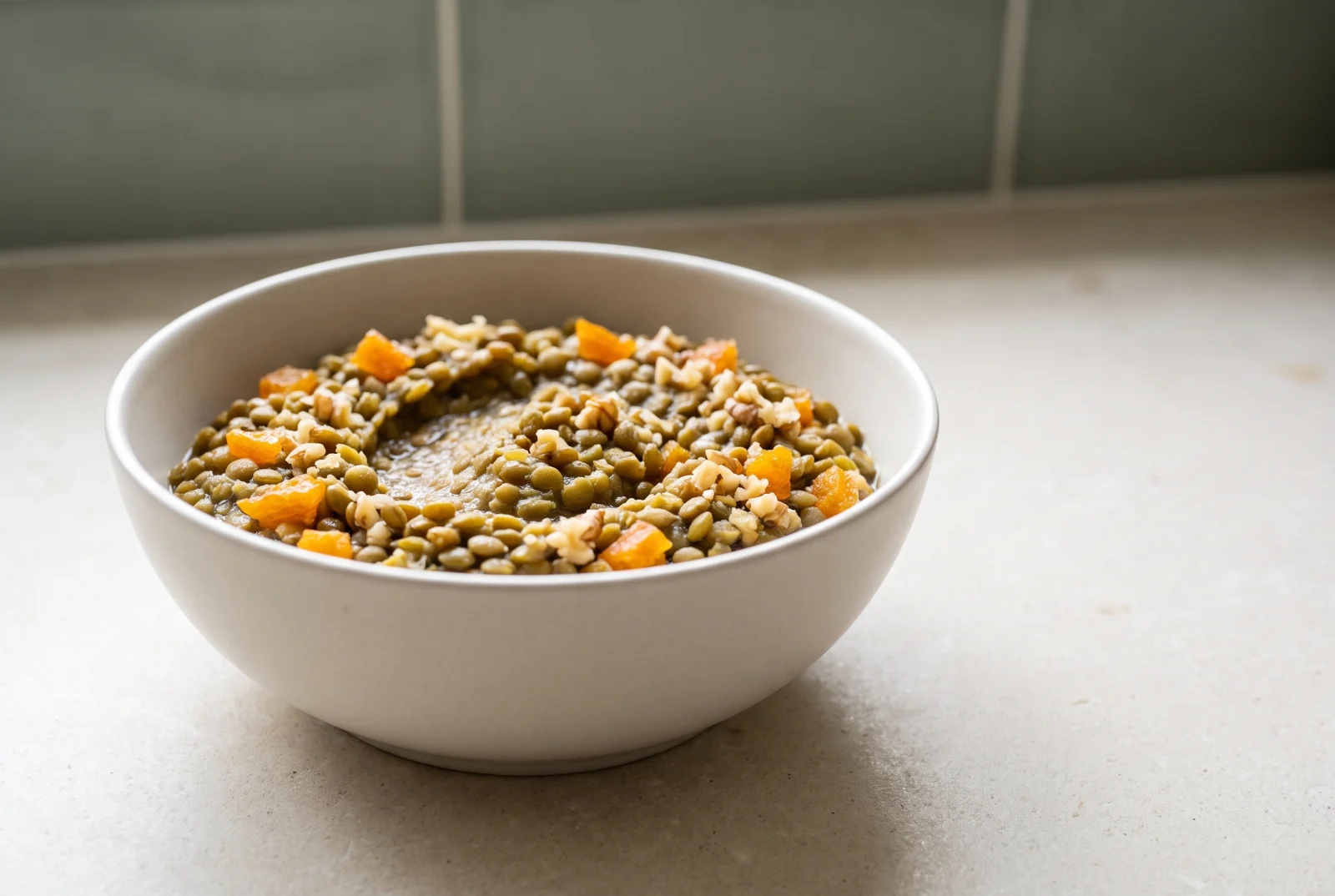 Mshosh — Armenian Green Lentil Salad with Dried Apricots and Walnuts