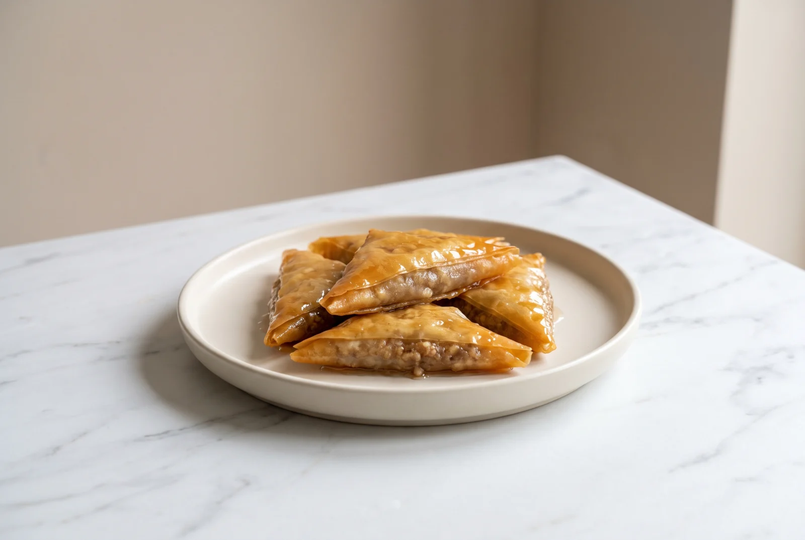 Muska — Triangular Walnut Phyllo Pastries in Syrup
