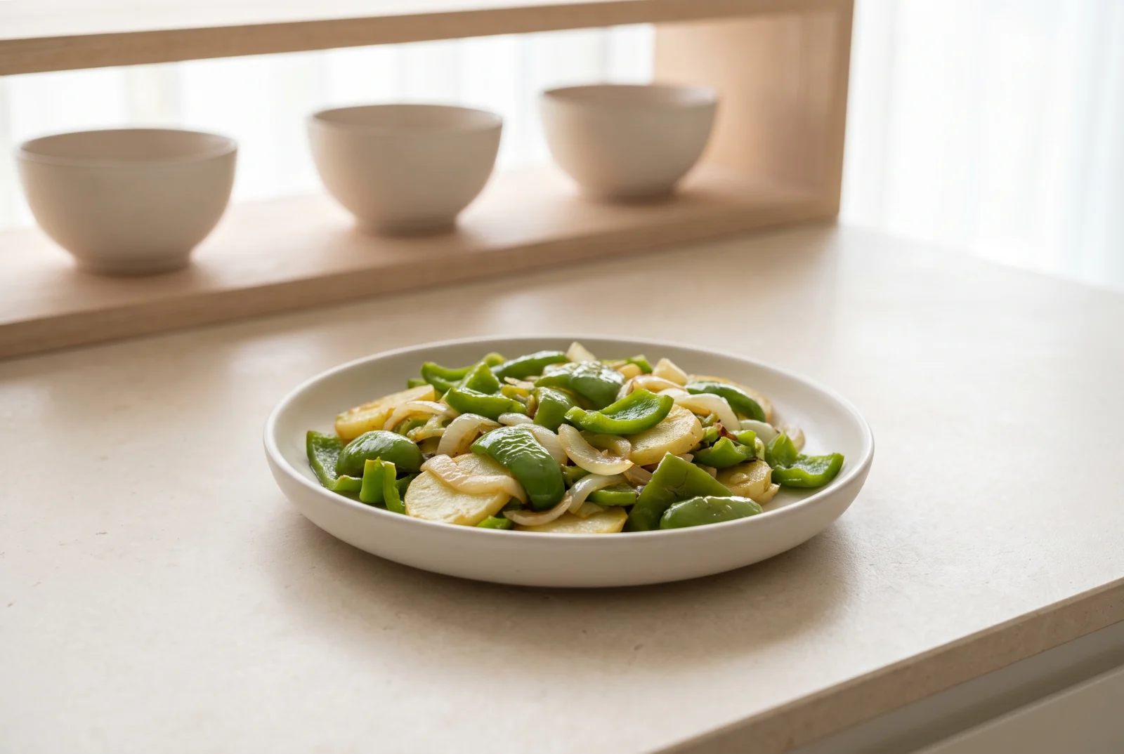 Patatas a lo Pobre — Spanish Olive Oil Potatoes with Onion and Peppers