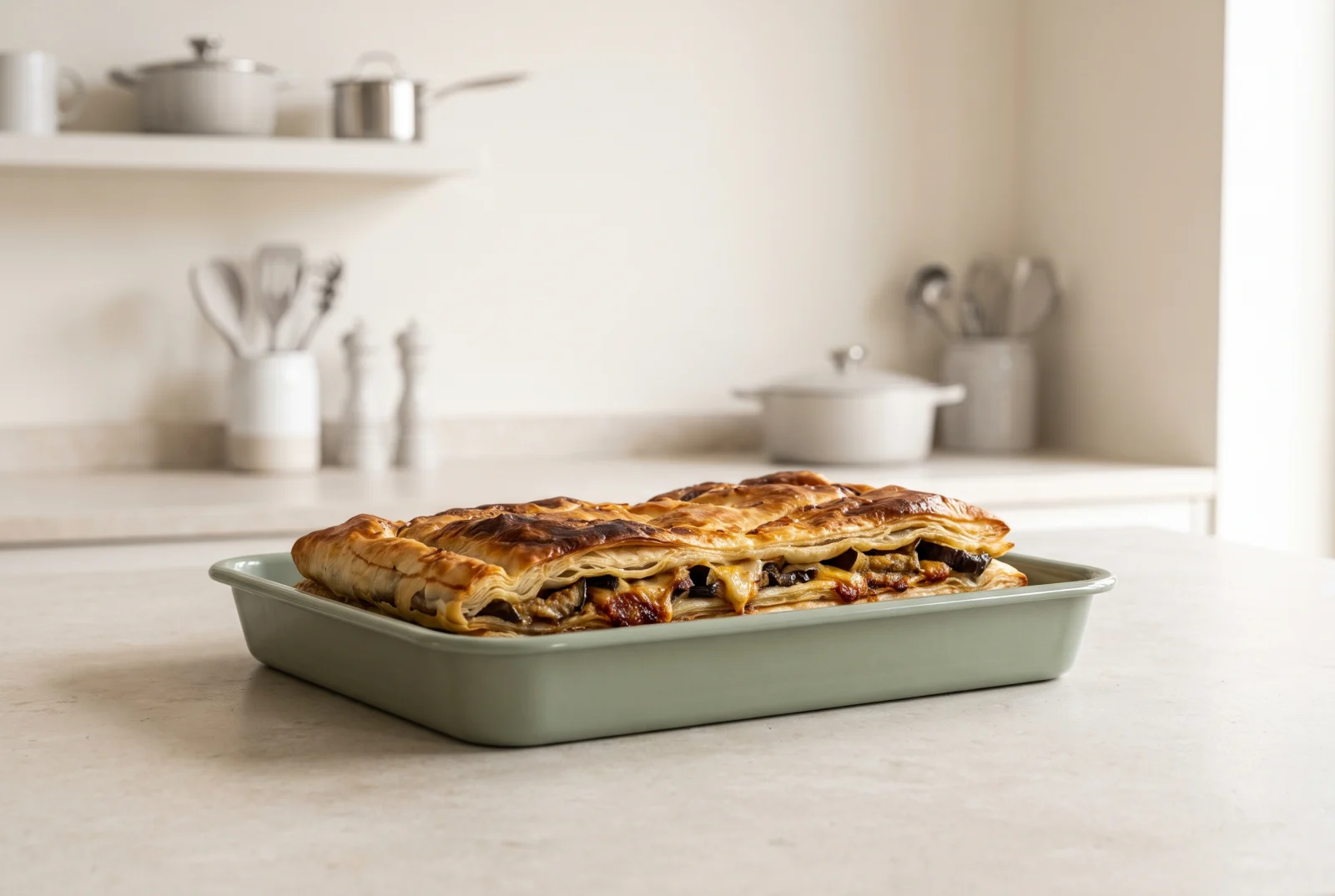 Roasted Eggplant and Kashar Börek with Yufka