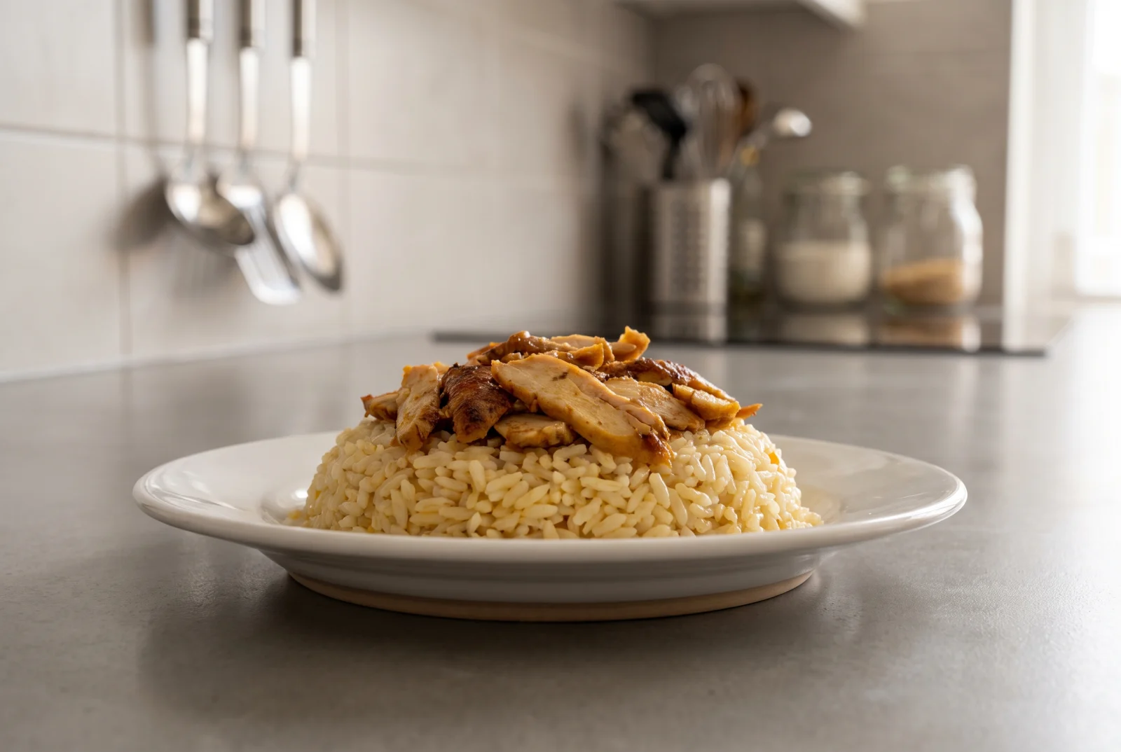 Doner over Rice Pilaf | Homemade Doner on Buttered Pilaf