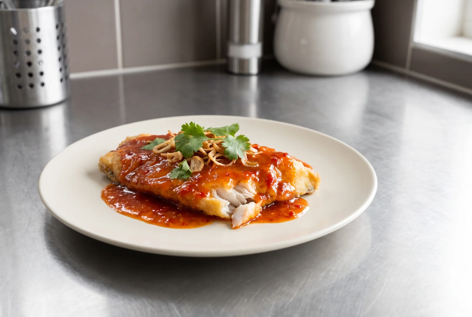 Pla Rad Prik | Thai Crispy Fried Whole Fish with Chili-Tamarind Sauce