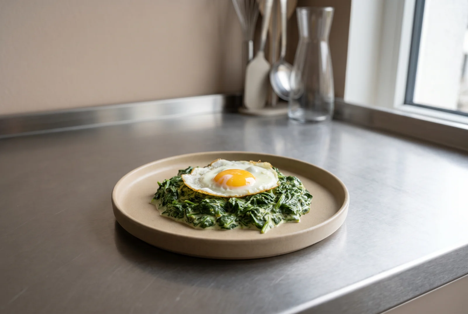 Rahmspinat | Austrian Creamed Spinach with Fried Eggs