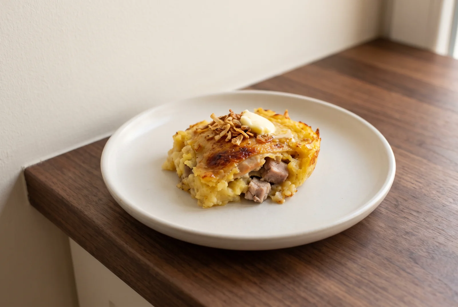 Rappie Pie | Acadian Grated Potato and Chicken Casserole