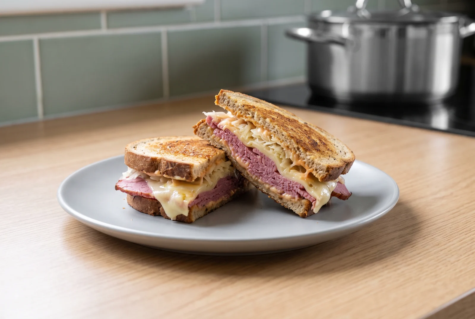 Reuben Sandwich — American-Style Hot Sandwich with Corned Beef and Sauerkraut