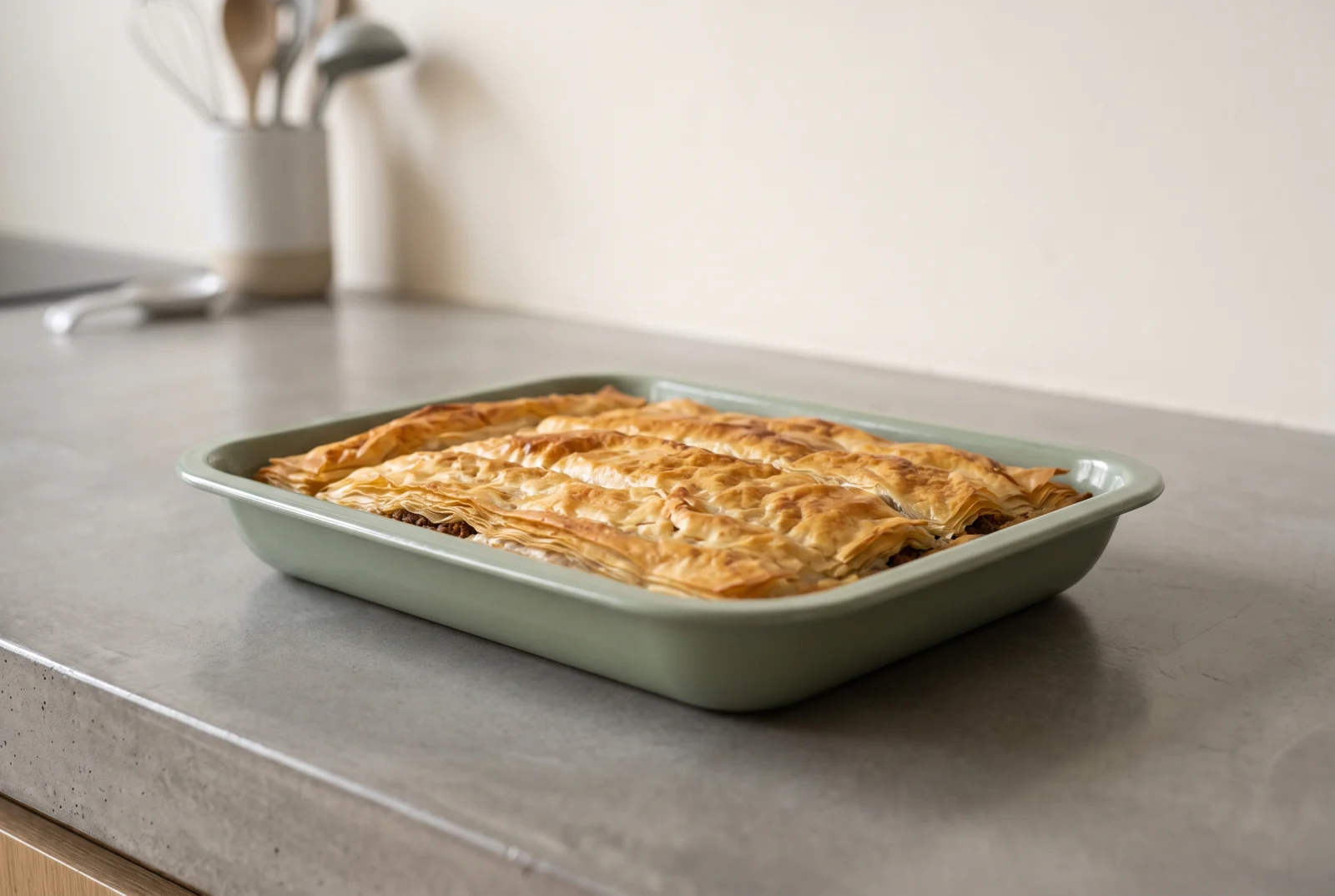 Rokak bil Lahma — Egyptian Baked Phyllo with Ground Beef and Milk