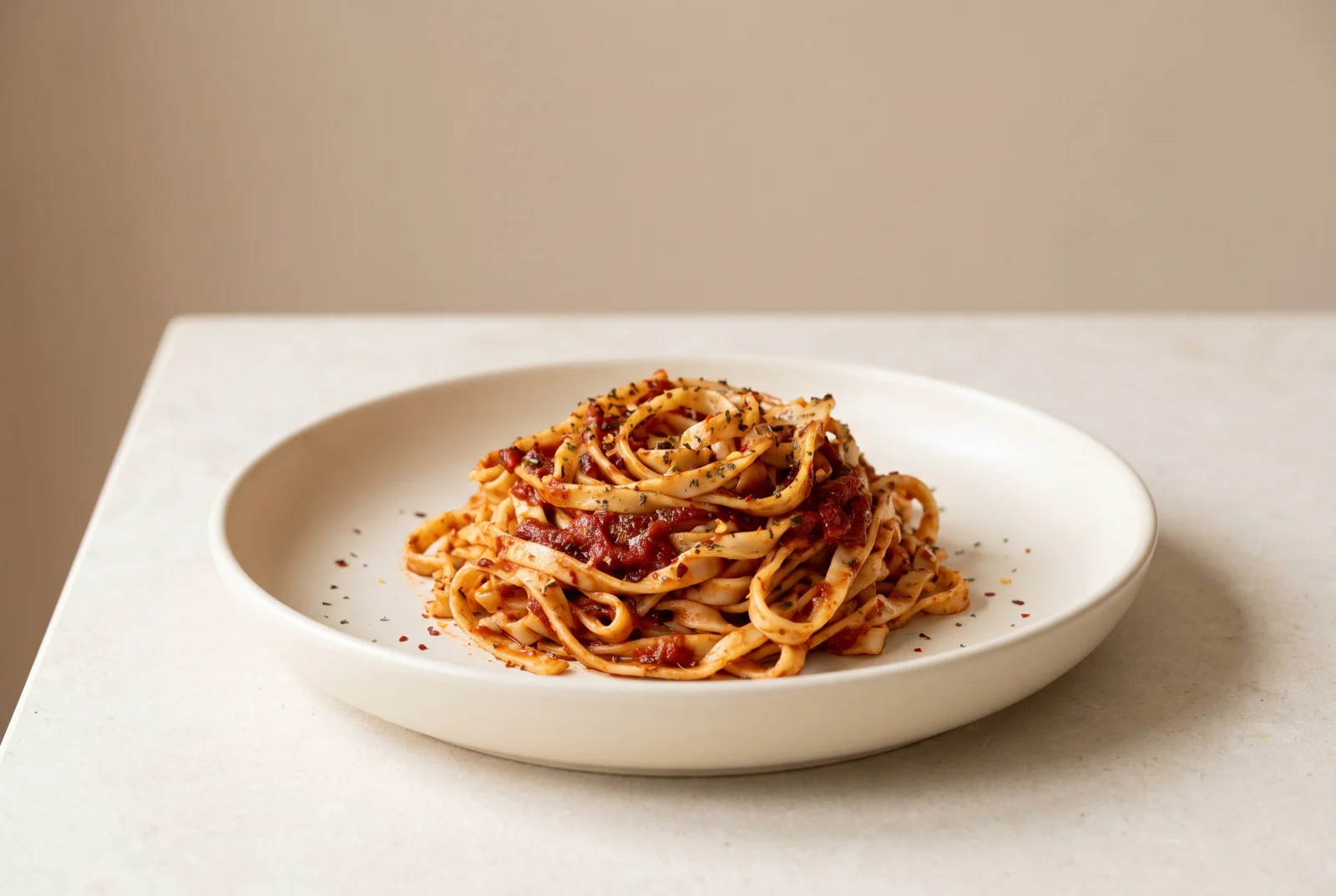 Homemade Egg Noodles with Tomato Paste and Butter