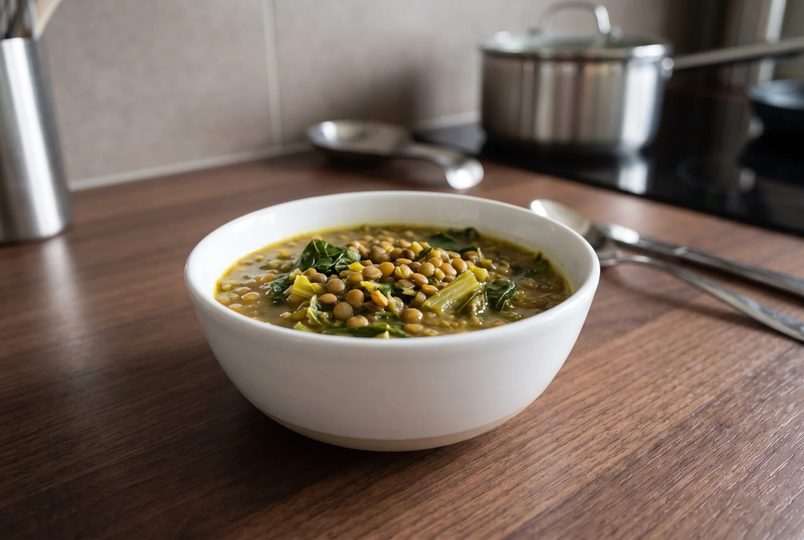 Shorbat Ades bi Hamod | Lebanese Green Lentil, Swiss Chard, and Lemon Soup