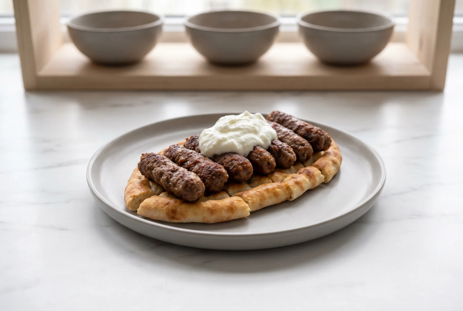 Tire Köfte — Izmir-Style Charcoal-Grilled Meatballs over Pita
