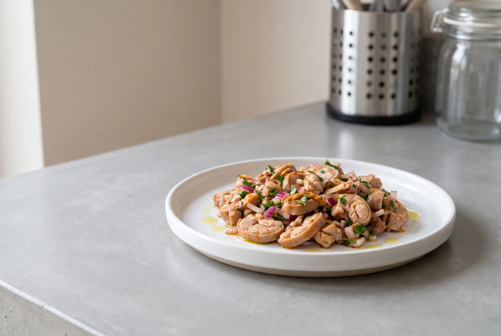 Lamb Sweetbread Salad | Chilled Boiled Sweetbreads with Onion
